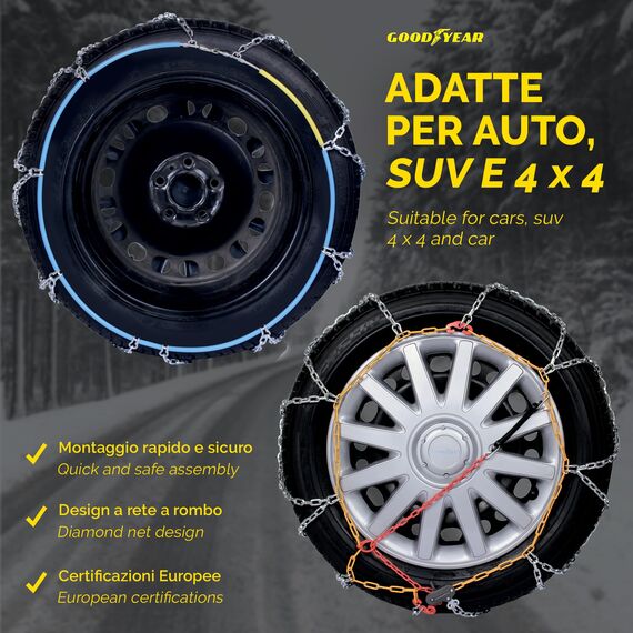 Goodyear 77934 Schneeketten 12 mm für SUV, Lieferwagen und Wohnmobil mit Selbstspannsystem, Größe 240