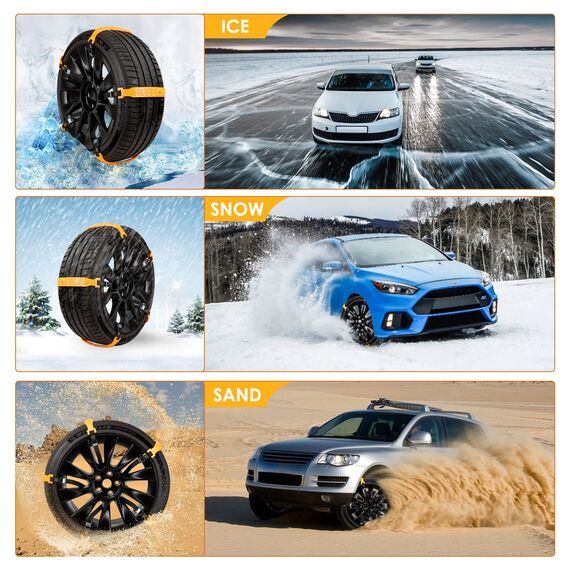 DEDC Schneeketten , 10-Stück Universal Schneeketten für Reifenbreite 165 - 285mm,Anfahrhilfe Anti-Rutsch Ketten, Notfallzugketten für die meisten PKW/SUV/LKW 10 PC