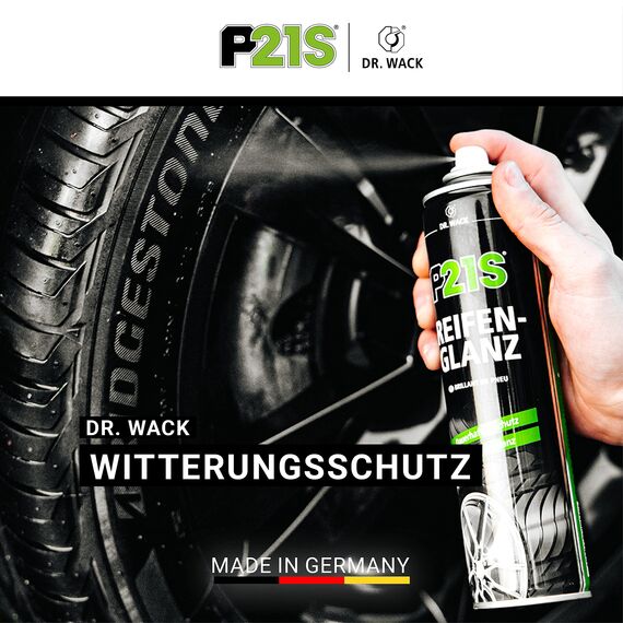 DR. WACK P21S Reifen-Glanz Spray 400 ml - Reifenpflege fürs Auto - Ausbleichschutz vor UV-Strahlung - Für alle Reifentypen - Neuer Glanz für verblasste Reifen - Hochwertige Autopflege (Packung mit 2)