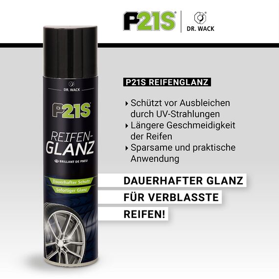 DR. WACK P21S Reifen-Glanz Spray 400 ml - Reifenpflege fürs Auto - Ausbleichschutz vor UV-Strahlung - Für alle Reifentypen - Neuer Glanz für verblasste Reifen - Hochwertige Autopflege (Packung mit 2)