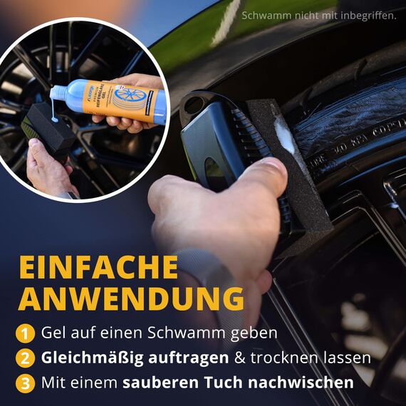 LICARGO Premium Reifenglanz Gel (500ml) - Tiefschwarze Reifen Dank Intensiver Reifenpflege - Reifen Glanz schützt Gummi & Reifen - lösemittelfreies Reifenglanzspray auf Wasserbasis
