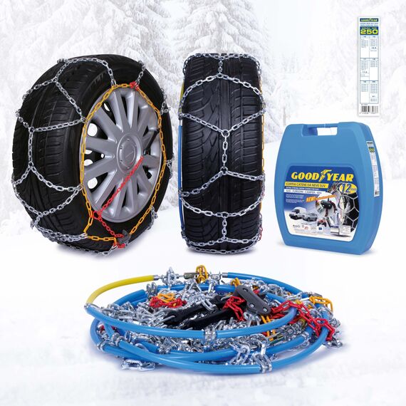Goodyear 77937 Schneeketten 12 mm für SUV, Lieferwagen und Wohnmobil mit Selbstspannsystem, Größe 250