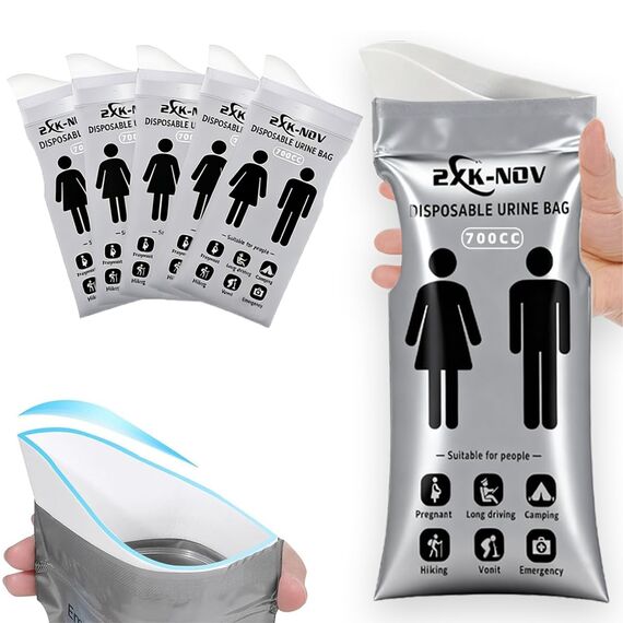 2XK-NOV Einweg Urinbeutel für Unterwegs Frauen - Nottoilette für das Auto, Mobile Mini Toilette Camping Beutel, Reisetoilette, Pinkelflasche für Manner, Notfall Urinal, Urinflasche (24 Stück-700ml)