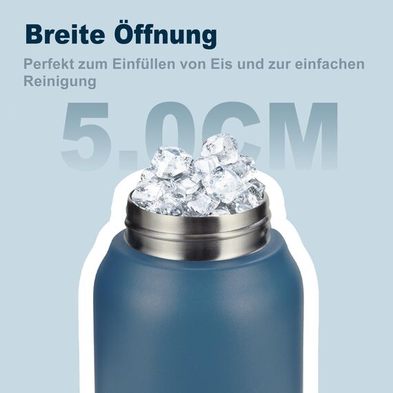UZSPACE Thermosflasche Kinder 700ml, Isolierte Edelstahl Trinkflasche mit 1-Klick-Öffnung, 100% Auslaufsicher, Sport Wasserflasche für Schule Fitness Gym Outdoor, Ozeanblau