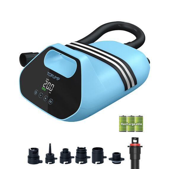 TOPUMP SUP Pumpe Elektrisch Akku TPS300, 20 PSI Hochdruck Elektrische SUP Luftpumpe, 96,2 Wh, Type-C Schnellladung, Auto-Off für Aufblasbare Stand Up Paddle Boards, Boote, Kajak, Kitesurf