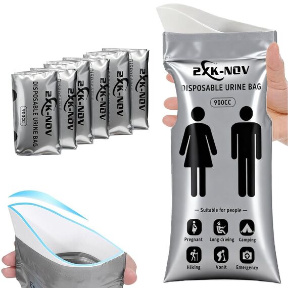 2XK-NOV Einweg-Urinbeutel für Unterwegs, Mobile Notfalltoilette im Auto, 700 ml Gel-Urinbeutel für Camping Toiletten, Reisen, Stau, Erbrochene Beutel, Reisetoilette (8 Stück-900ml)