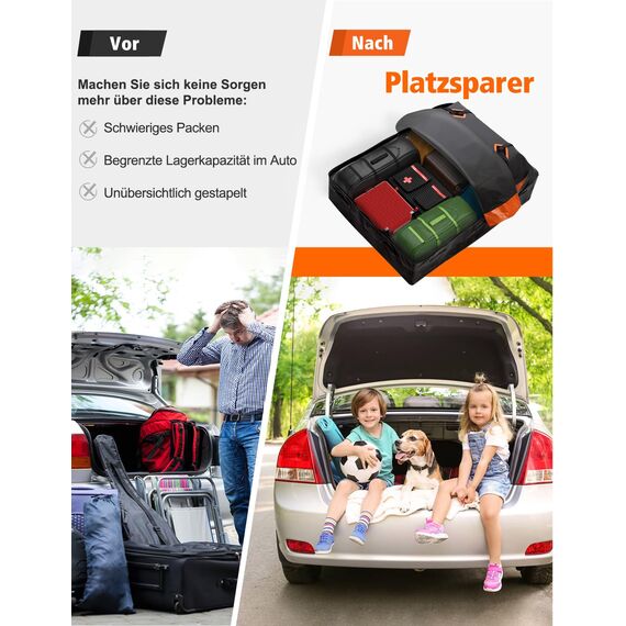 FIVKLEMNZ Dachbox Auto, Dachgepäckträger Tasche, Wasserdicht für alle Fahrzeugdächer mit/ohne Gepäckträger Inklusive Topper Anti-Rutsch-Matte + Verstärkte Gurte +6 Türhaken +Gepäckschloss(15 Kubikfuß)