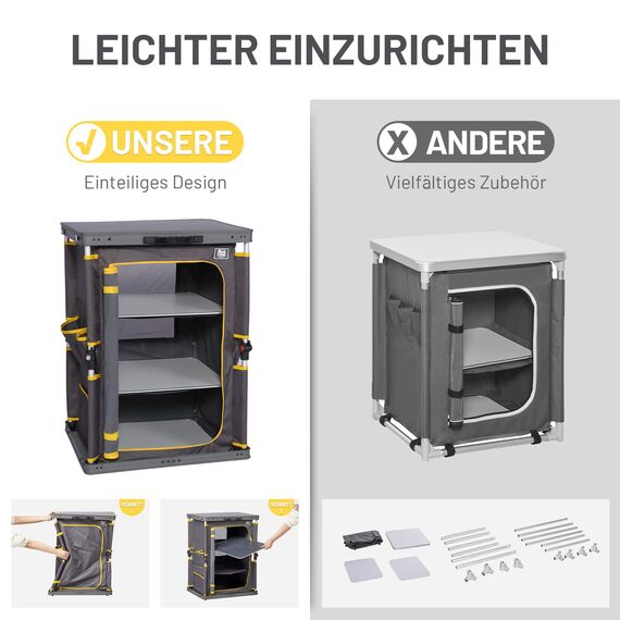 TIMBER RIDGE Campingschrank faltbar Campingküche klappbar Auto Faltschrank Küchenbox Klappschrank All-in-one tragbar mit Tragetasche