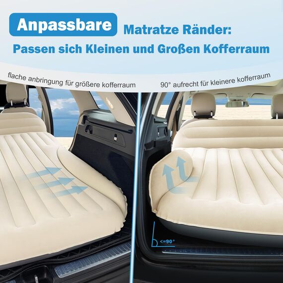 Ciremiv Auto Matratze mit dem Umfassendsten Camping Schlafzubehör | Auslaufsichere, Bequeme, Langlebige Auto Luftmatratze | Luftbetten with Luftpumpe | für SUV Minivan MPV Road Trip Dachzelt