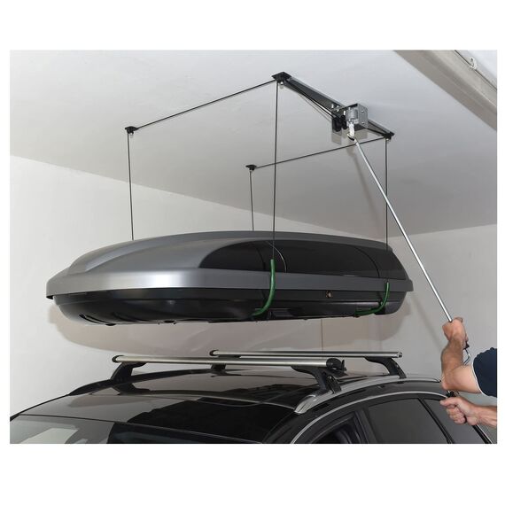 GEIGER ANTRIEBSTECHNIK Auto Kfz Dachboxenlift Dachboxlift Dachbox Dachboxen Deckenlift Garagenlift Carportlift Dachboxenhalter Deckenhalter mit Kurbel bis 100kg Traglast