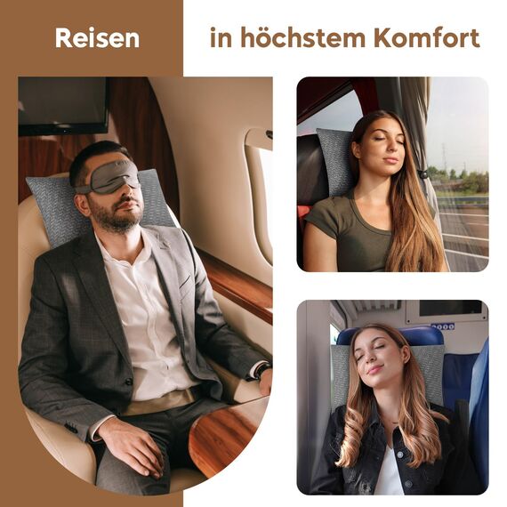 PEUJEW Reisekissen Memory Foam Kissen, Camping Kissen Kleines Kissen 45x35x12 cm, Reisekopfkissen mit Wasserdichter Packsack, Ideal für Flugzeug, Auto und Camping (M, Grau)