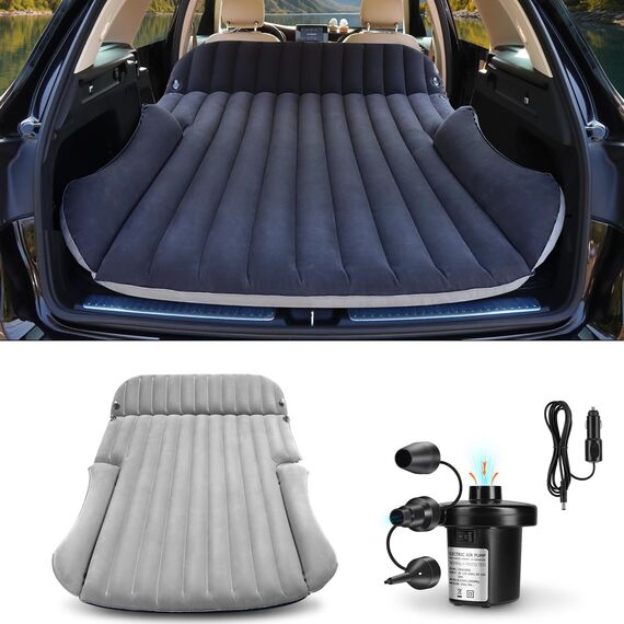Ciremiv Auto Matratze mit Doppelseitiger, Dicker Beflockung,Auto Luftmatratze mit Pumpe und Eingebautem Kissen/Auslaufsichere, Bequeme, Langlebige Autobett,Car Bed für Autocamping, Roadtrip