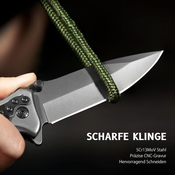 NedFoss FA46 Taschenmesser, Rettungsmesser mit Gurtschneider & Glasbrecher, Klappmesser mit Gürtelclip, Einhandmesser für Auto, Survival überlebensmesser für Unfallsituationen, Rescue messer