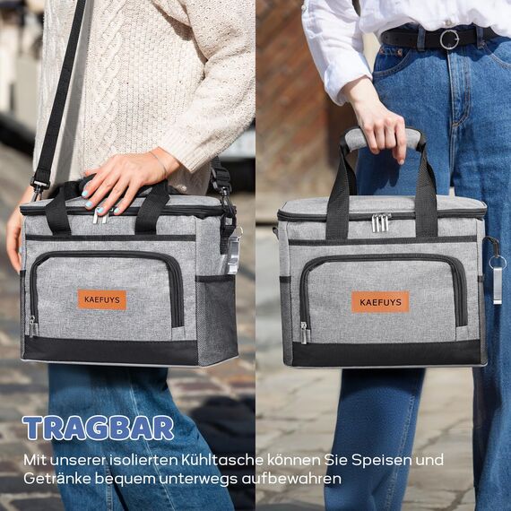 KAEFUYS Kühltasche 15L Klein Kühlbox 14h Kühlung Isolierte Thermotasche Faltbar Wasserdichte Tragbare Lunchtasche für unterwegs Büro Strand Einkaufen Grillen Camping für Essen Getränke Medikamente