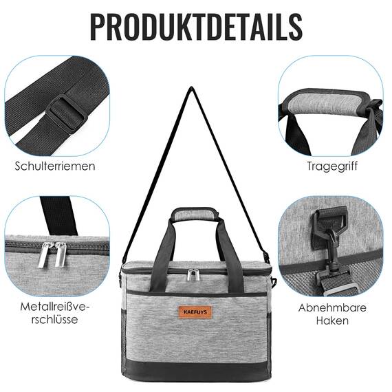 KAEFUYS Kühltasche Faltbar 33L+12h Kühlung Groß Kühlbox Thermoisoliert Lunch Tasche Einkaufskörbe Wasserdicht Schmutzabweisend für Familie Büro Auto Camping Picknick Barbecue Reisen Einkaufen