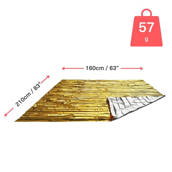 Bramble 10 Stück Rettungsdecke Rettungsfolie Gold/Silber 210x160cm - Auto, Erste Hilfe, Camping, Survival Kit - Alu Thermo Wärmedecke Verbandskasten (10er-Pack)