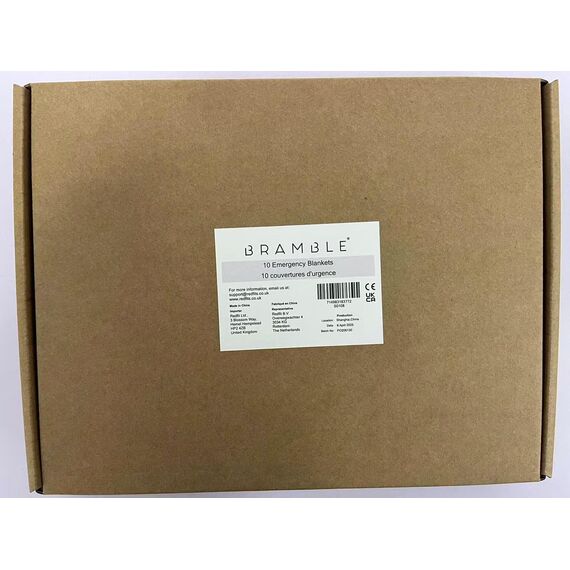 Bramble 10 Stück Rettungsdecke Rettungsfolie Gold/Silber 210x160cm - Auto, Erste Hilfe, Camping, Survival Kit - Alu Thermo Wärmedecke Verbandskasten (10er-Pack)