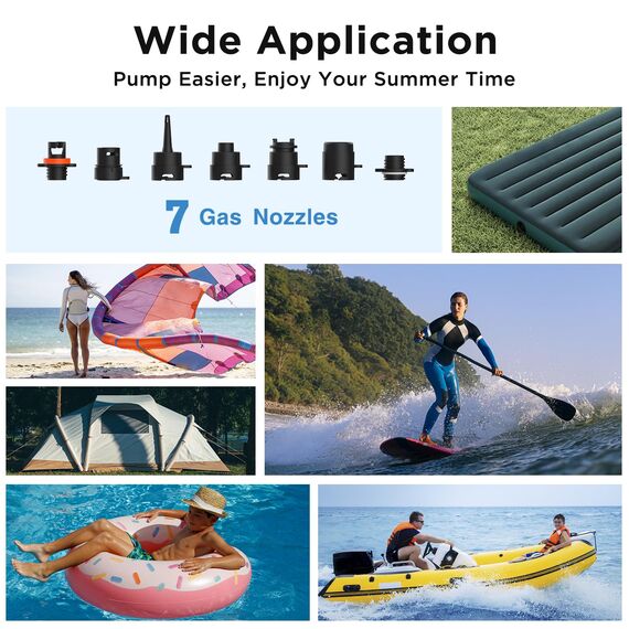 AIRBANK Elektrische Luftpumpe SUP Pumpe mit Akku Der Puffer Pro, Wiederaufladbare Dual Stage Auto Off Luftpumpe für Paddleboard, Wing Foil & Kite, Zelt, Matratze (Orange)
