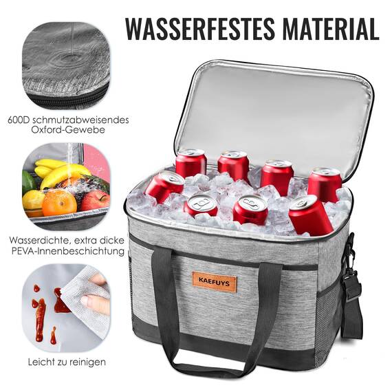 KAEFUYS Kühltasche Faltbar 33L+12h Kühlung Groß Kühlbox Thermoisoliert Lunch Tasche Einkaufskörbe Wasserdicht Schmutzabweisend für Familie Büro Auto Camping Picknick Barbecue Reisen Einkaufen