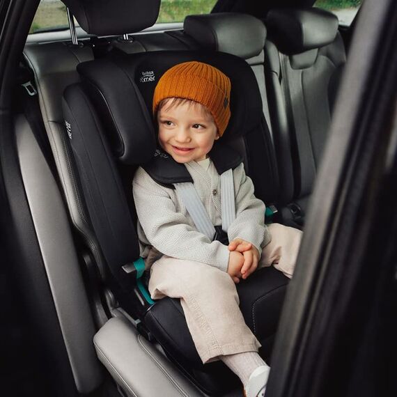 BRITAX RÖMER Kindersitz EVOLVAFIX, mit ISOFIX, für Kinder von 76-150 cm (i-Size), 15 Monate - 12 Jahre, Midnight Grey