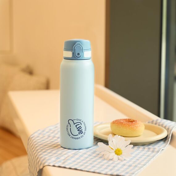 UZSPACE Thermosflasche Kinder 700ml, Isolierte Edelstahl Trinkflasche mit 1-Klick-Öffnung, 100% Auslaufsicher, Sport Wasserflasche für Schule Fitness Gym Outdoor, Nebelblau