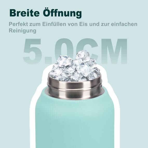 UZSPACE Thermosflasche Kinder 700ml, Isolierte Edelstahl Trinkflasche mit 1-Klick-Öffnung, 100% Auslaufsicher, Sport Wasserflasche für Schule Fitness Gym Outdoor, Mintgrün