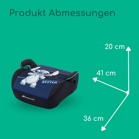 Bebeconfort Disney Manga i-Safe, Kindersitzerhöhung, Folgekindersitz Stitch Disney, 6–12 Jahre, 128–150 cm, 22-36 kg, Leicht, Einfache Gurtinstallation, Vollständig gepolstert, Authentic Stitch