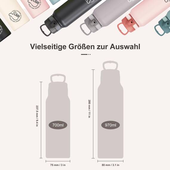 UZSPACE Thermosflasche Kinder 700ml, Isolierte Edelstahl Trinkflasche mit 1-Klick-Öffnung, 100% Auslaufsicher, Sport Wasserflasche für Schule Fitness Gym Outdoor, Frostweiß