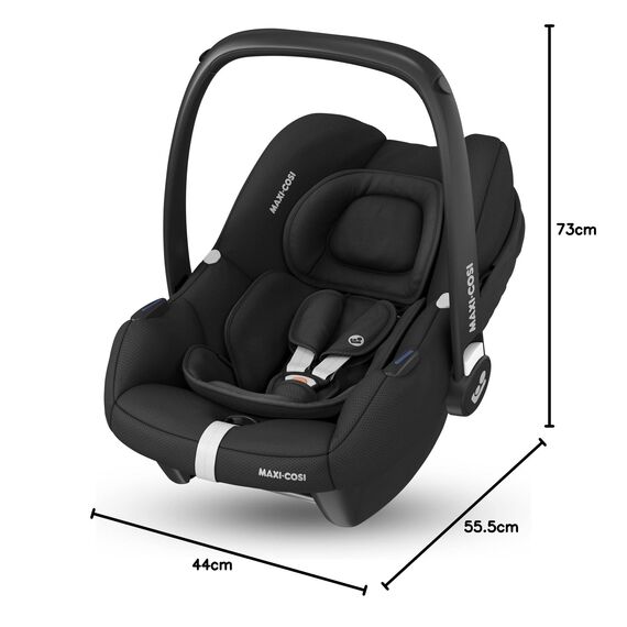Maxi-Cosi CabrioFix i-Size, Babyschale, 0–12 Monate, max. 12 kg, leichter i-Size Kindersitz (3,2 kg), Sonnenverdeck, gepolsterter Sitz, für viele Maxi-Cosi Kinderwagen, Essential Black