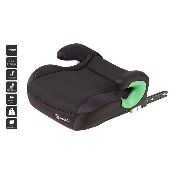 babyGO Sitzerhöhung Bursa III nach neuer I-Size Norm - Kindersitzerhöhung mit verstellbarem Isofix - Kindersitz/Autositz für Kinder Schwarz (135-150)