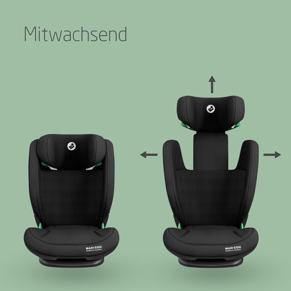Maxi-Cosi RodiFix S Comfort i-Size, atmungsaktive bequeme Stoffe, verstellbarer Kindersitz, 3,5–12 Jahren (100–150 cm), 3-fach verstellbar, G-Cell Schutz, AirProtect, Authentic Black