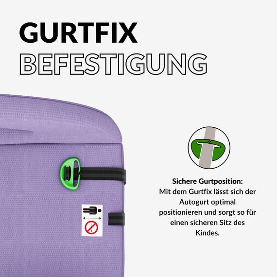 OWEN Sitzerhöhung Auto mit ISOFIX | Kindersitz mit Memory-Schaum & Wechselbezug | Für 15–36 kg (6–12 Jahre) | ECE R129 geprüft | ergonomisch & leicht | Bezug waschbar – lila