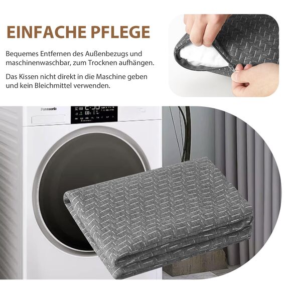 PEUJEW Reisekissen Memory Foam Kissen, Camping Kissen Kleines Kissen 40x30x12 cm, Reisekopfkissen mit Wasserdichter Packsack, Ideal für Flugzeug, Auto und Camping (S, Grau)