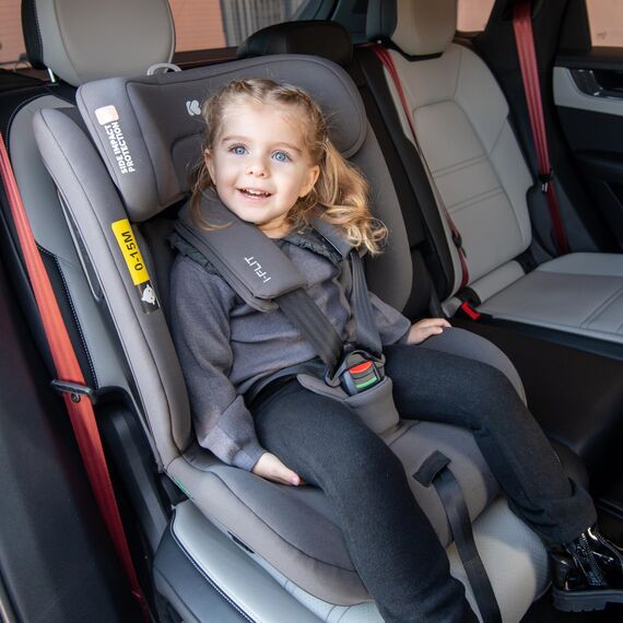 KikkaBoo i-Size i-­FLIT, Kindersitz 9-36 kg ISOFIX, Autokindersitz 76-150 cm, Gruppe 1/2/3, 15 Monate bis 12 Jahre, SPS Seitenschutz, Top Tether, Verstellbare Kopfstütze, Dunkelgrau