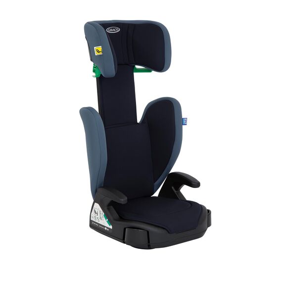 Graco Junior Maxi™ i-Size R129 Kindersitz, ca. 3,5 bis 12 Jahre (100 bis 150 cm), Kindersitzerhöhung, Kopfstütze höhenverstellbar, leicht, mit Getränkehalter, blau, Navy
