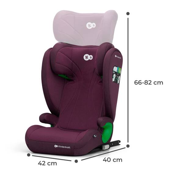 kk Kinderkraft JUNIOR FIX2 I-SIZE Kindersitz 15-36kg, mit Isofix, Gruppe 2/3, 100-150 cm, Einstellbare Rückenlehne, Kopfstütze, spezielle Sicherheitssysteme, Leicht zu tragen, Burgund, 6.3 kg