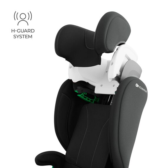Kinderkraft JUNIOR FIX 2 PRO Kindersitz 100–150 cm, Verstellbare Kopfstütze, H-GUARD, SPS, ISOFIX und Gurtmontage, Atmungsaktiver AIR FLOW Bezug, Einfaches Anschnallen, Schwarz