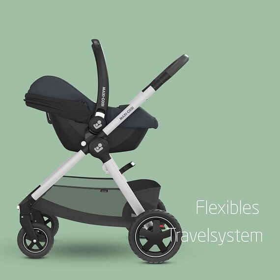 Maxi-Cosi CabrioFix i-Size, Babyschale, 0–12 Monate, max. 12 kg, leichter i-Size Kindersitz (3,2 kg), Sonnenverdeck, gepolsterter Sitz, für viele Maxi-Cosi Kinderwagen, Essential Graphite