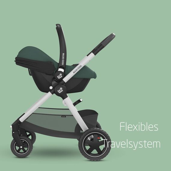 Maxi-Cosi CabrioFix i-Size, Babyschale, 0–12 Monate, max. 12 kg, leichter i-Size Kindersitz (3,2 kg), Sonnenverdeck, gepolsterter Sitz, für viele Maxi-Cosi Kinderwagen, Essential Green