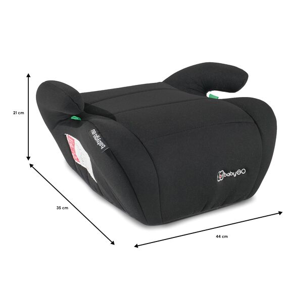 babyGO Sitzerhöhung Booster nach neuer I-Size Norm - Kindersitzerhöhung - Kindersitz/Autositz für Kinder (125-150 cm) Schwarz