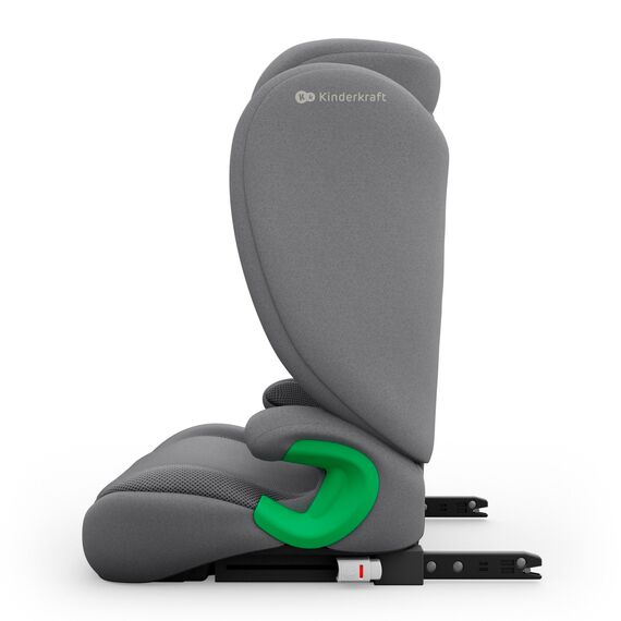 Kinderkraft JUNIOR FIX 2 PRO Kindersitz 100–150 cm, Verstellbare Kopfstütze, H-GUARD, SPS, ISOFIX und Gurtmontage, Atmungsaktiver AIR FLOW Bezug, Einfaches Anschnallen, Grau