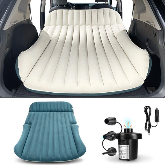 Ciremiv Auto Matratze mit Doppelseitiger, Dicker Beflockung,Auto Luftmatratze mit Pumpe und Eingebautem Kissen/Auslaufsichere, Bequeme, Langlebige Autobett,Car Bed für Autocamping, Roadtrip