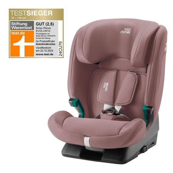 BRITAX RÖMER Kindersitz EVOLVAFIX, mit ISOFIX, für Kinder von 76-150 cm (i-Size), 15 Monate - 12 Jahre, Dusty Rose