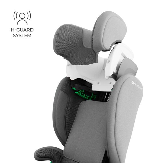 Kinderkraft JUNIOR FIX 2 PRO Kindersitz 100–150 cm, Verstellbare Kopfstütze, H-GUARD, SPS, ISOFIX und Gurtmontage, Atmungsaktiver AIR FLOW Bezug, Einfaches Anschnallen, Grau
