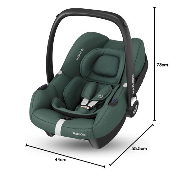 Maxi-Cosi CabrioFix i-Size, Babyschale, 0–12 Monate, max. 12 kg, leichter i-Size Kindersitz (3,2 kg), Sonnenverdeck, gepolsterter Sitz, für viele Maxi-Cosi Kinderwagen, Essential Green