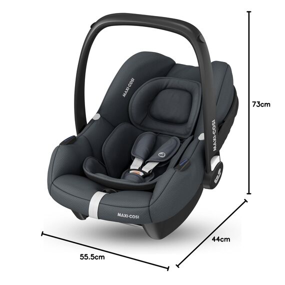 Maxi-Cosi CabrioFix i-Size, Babyschale, 0–12 Monate, max. 12 kg, leichter i-Size Kindersitz (3,2 kg), Sonnenverdeck, gepolsterter Sitz, für viele Maxi-Cosi Kinderwagen, Essential Graphite