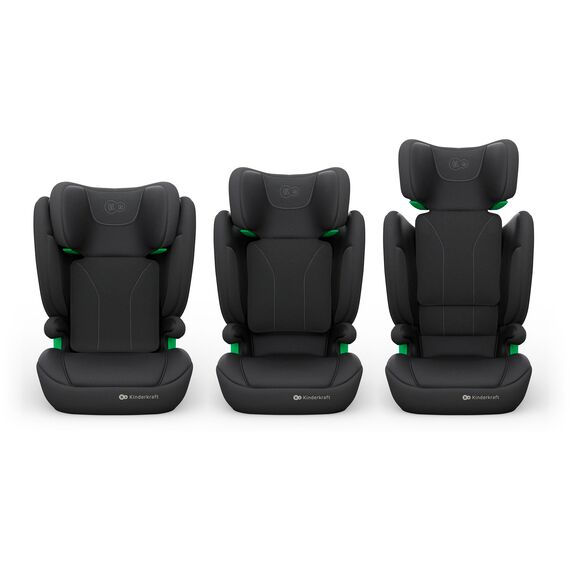 Kinderkraft JUNIOR FIX 2 PRO Kindersitz 100–150 cm, Verstellbare Kopfstütze, H-GUARD, SPS, ISOFIX und Gurtmontage, Atmungsaktiver AIR FLOW Bezug, Einfaches Anschnallen, Schwarz