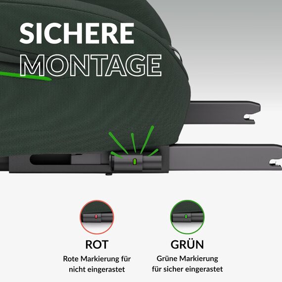 OWEN Sitzerhöhung Auto mit ISOFIX | Kindersitz mit Memory-Schaum & Wechselbezug | Für 15–36 kg (6–12 Jahre) | ECE R129 geprüft | ergonomisch & leicht | Bezug waschbar – grün