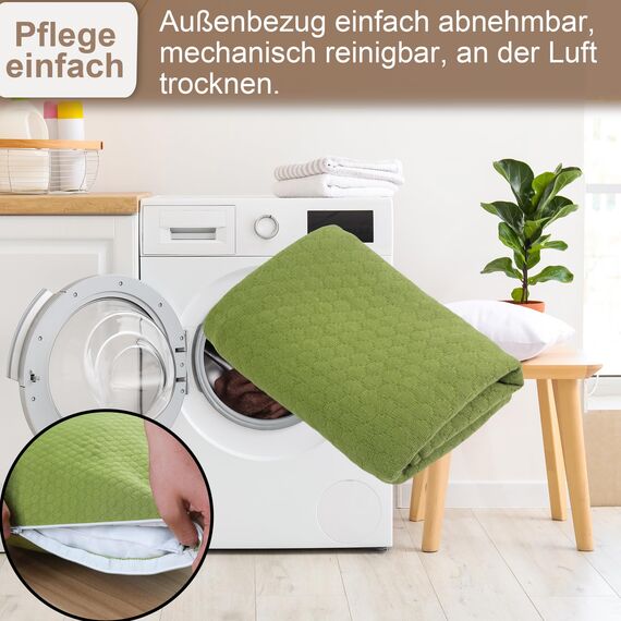 PEUJEW Reisekissen Memory Foam Kissen, Camping Kissen Kleines Kissen 40x30x12 cm, Reisekopfkissen mit Wasserdichter Packsack, Ideal für Flugzeug, Auto und Camping (S, Avocado-Grün)
