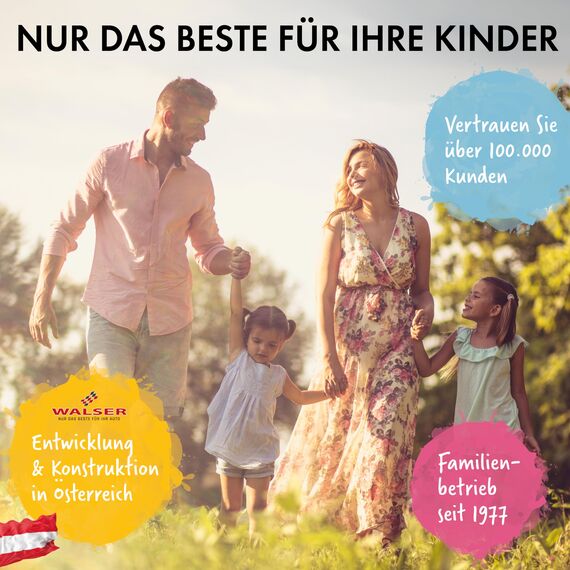 WALSER Premium Kinder Sitzerhöhung Auto ISOFIX, Qualitätssieger Sehr Gut* Kindersitz Auto 125-150 cm, Kindersitzerhöhung Auto Andy neueste Norm 2024 ECE R 129, Sitzerhöhung Auto Kinder schwarz/pink